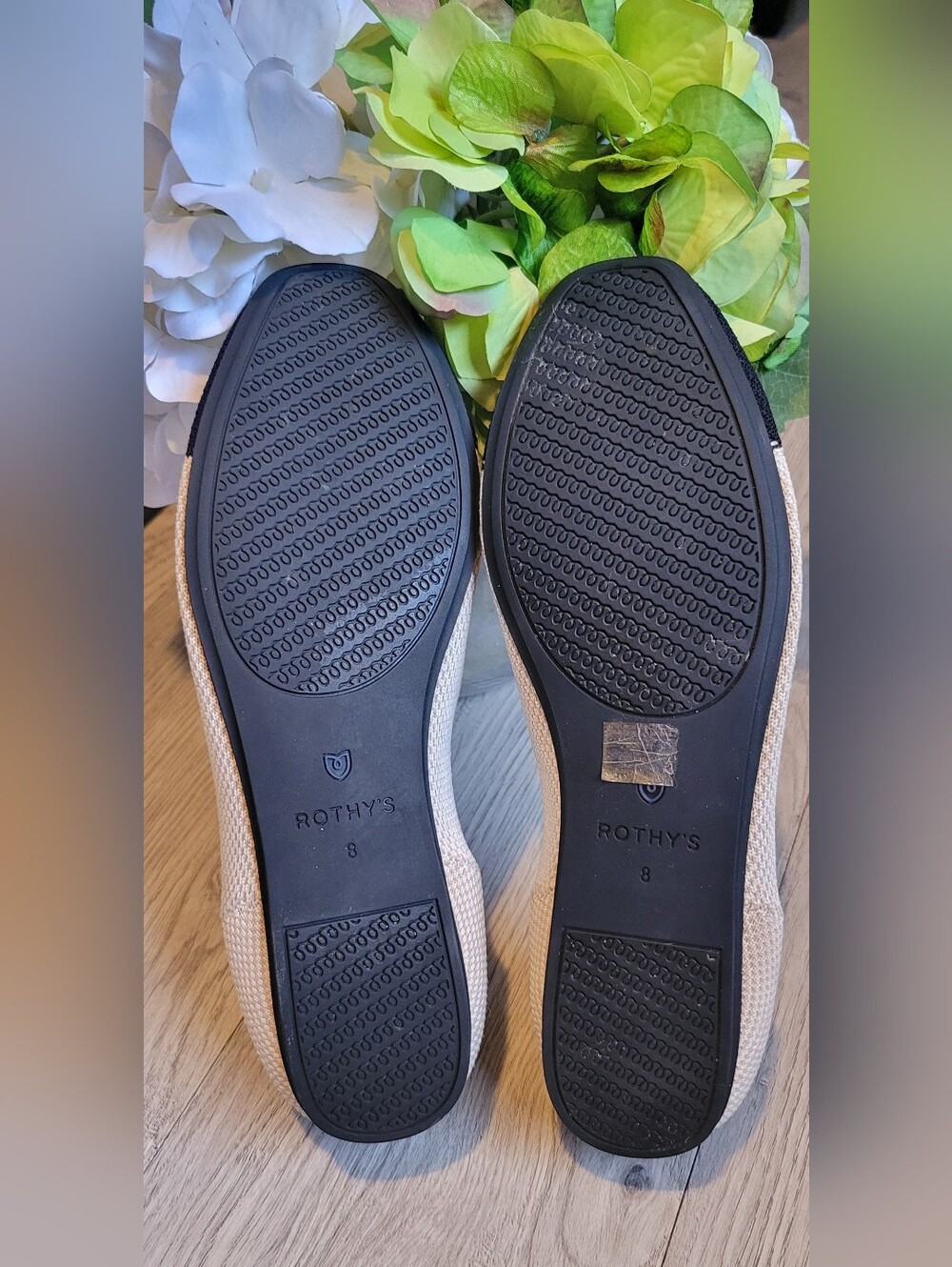 Rothy's The Square Tuxedo Beige & Black Cap Toe Flats, Women's US 8, EU 38.5 - Picture 13 of 16